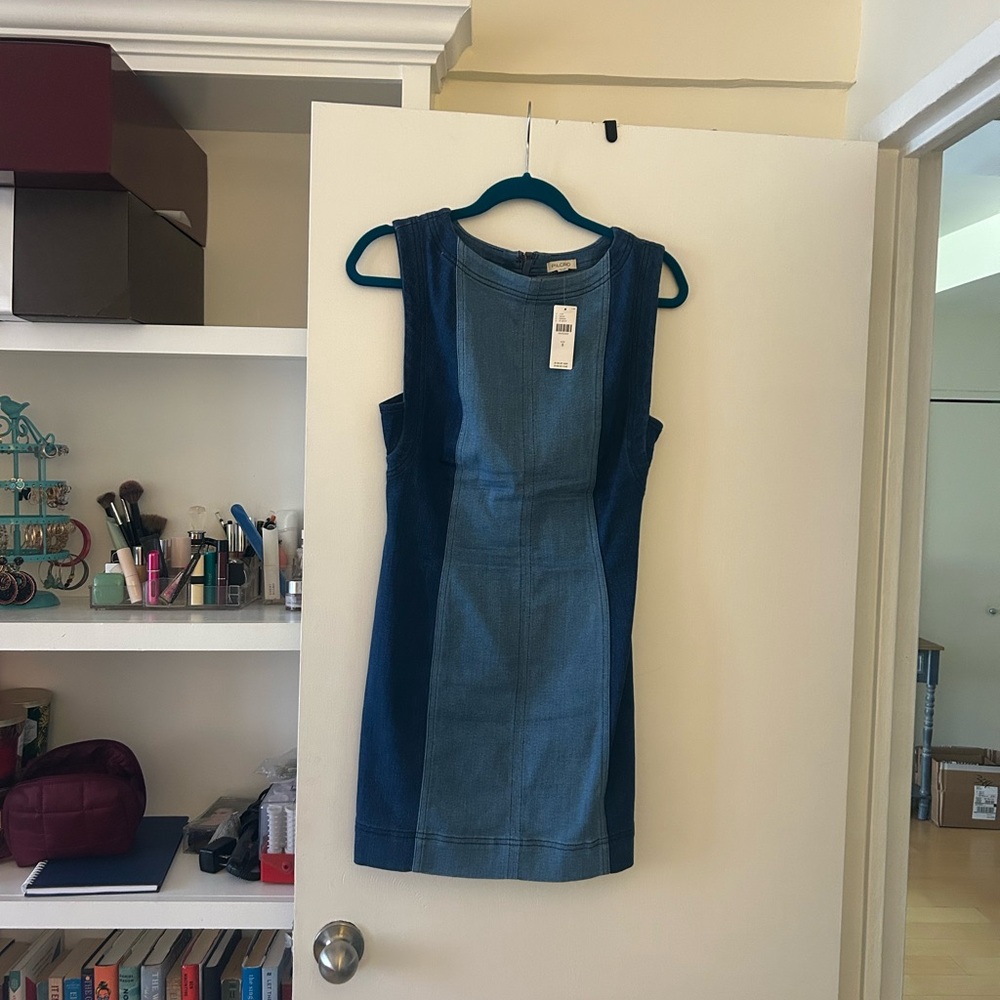 Pilcro Two-Tone Blue Denim Mini Dress
